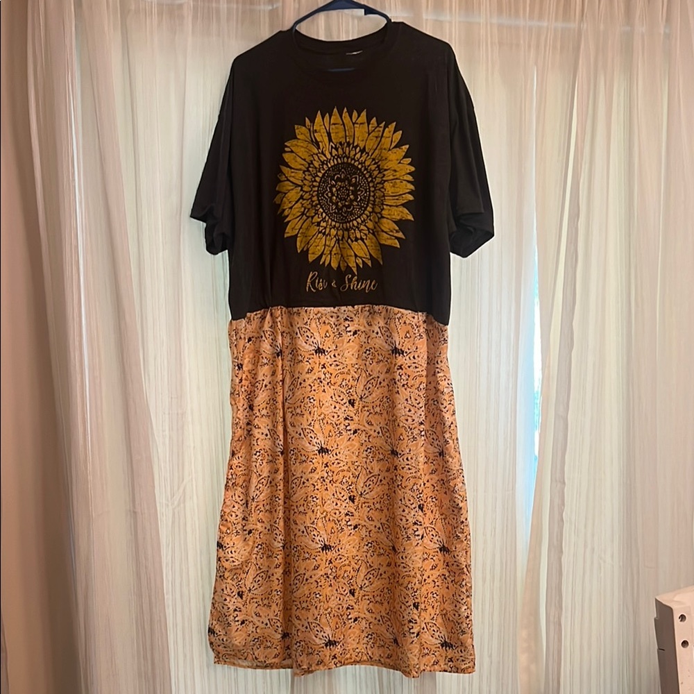 Black and Yellow Sunflower Dress
